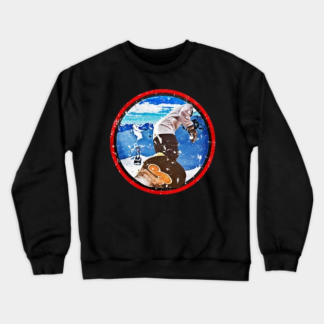 ski mountains snowboarding vintage skiing 80's Crewneck Sweatshirt by Captain-Jackson